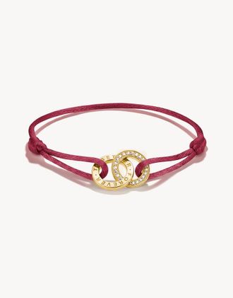 Thomas Sabo bracciale in tessuto rosso con zirconi bianchi in oro, bianco, rosso