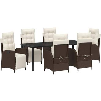 vidaXL Conjunto De Comedor De Jard&iacute;n 7 Pcs Marr&oacute;n Rat&aacute;n Sint&eacute;tico Vidaxl
