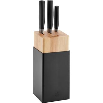Zwilling Bloque De Cuchillos Now S, 4 Pcs, 3 Cuchillos, Acero Inoxidable Especial, Mango De Pl&aacute;stico, Negro [made In Germany] - Zwilling