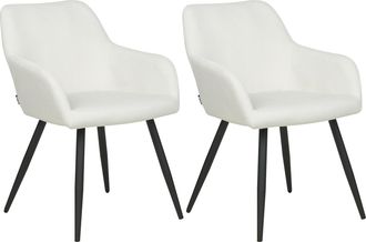 Beliani Beliani - Conjunto De 2 Sillas De Comedor De Estilo Moderno En Color Blanco Crema Fabricadas En Terciopelo Con Patas De Metal Casmalia