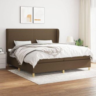 vidaXL Vidaxl - Cama Box Spring Con Colch&oacute;n Tela Marr&oacute;n Oscuro 200x200 Cm