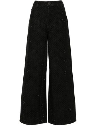 Self Portrait rhinestone-embellished jeans - Black