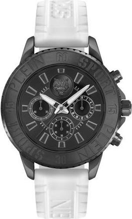 Plein Sport Glam Chrono Silicone Strap Watch, 44mm in Black at Nordstrom Rack