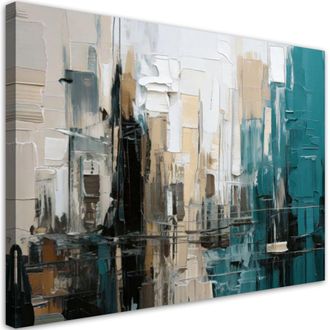 Artgeist Artgeist - Quadro Su Tela, Citt&agrave; Astrattismo Turchese Beige - 100x70