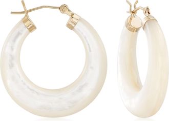 Ross-Simons Mother-Of-Pearl Hoop Earrings With 14kt Yellow Gold