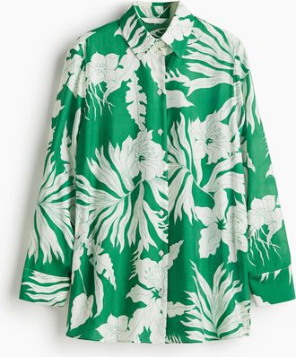 H&M Gemusterte Oversize-Bluse - Green