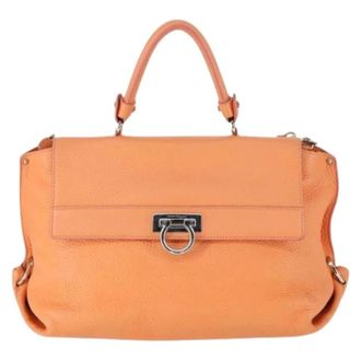 Ferragamo Pre-owned Sofia satchel - Dames - Pre-owned - Oranje - Maat: ONE Size Leer