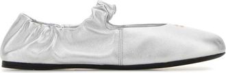 Miu Miu Silver Leather Ballet Flats
