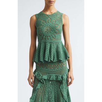 Ulla Johnson Cora Sleeveless Crochet Top in Sea Glass at Nordstrom, Size X-Small