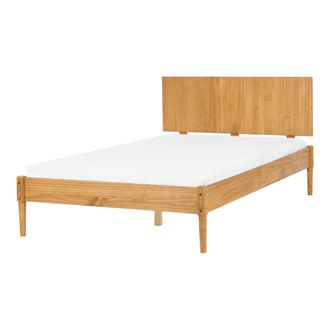 Beliani Cama Con Somier Estilo Escandinavo De Madera De Pino Natural 120 X 200 Cm Marr&oacute;n Claro Ambazac