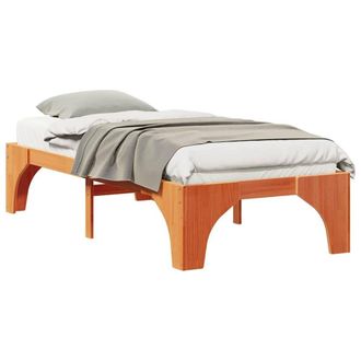 Berkfield Home Stylish Floor Bed Frame with Storage Brown 100 x 200 cm Solid pin