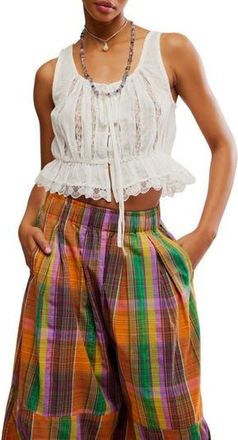 Free People Alana Lace Trim Peplum Top in Clean Ivory at Nordstrom Rack, Size X-Small