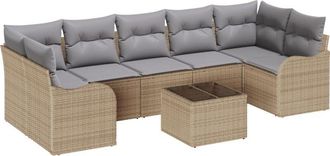 vidaXL Vidaxl - Garden Sofa Set 8 pcs Beige 55 x 55 x 37 cm Poly rattan
