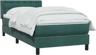vidaXL Cama Box Spring Con Colch&oacute;n Terciopelo Verde Oscuro 80x220 Cm Vidaxl
