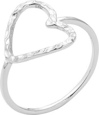 Adornia Adornia Hammered Open Heart Ring