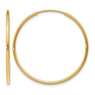 Diamond2Deal 14k Gold 1.20mm Polished Endless Tube Hoop Earrings