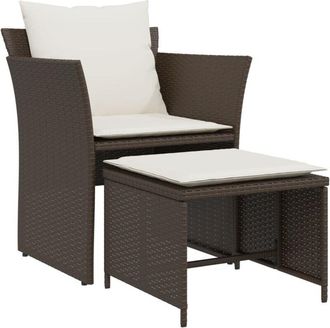 vidaXL Sill&oacute;n De Jard&iacute;n Con Reposapi&eacute;s Rat&aacute;n Sint&eacute;tico Marr&oacute;n Vidaxl
