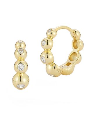 Glaze Jewelry 14K Over Silver Cz Small Bezel Set Hoop Earrings