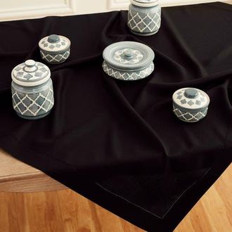 Solino Home Linen Table Throw - Classic Hemstitch, 52 x 52 Inch, 52 x 52 Inch in Black at Nordstrom, Size Medium