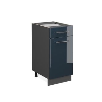 Vicco Mueble Bajo De Cocina Fame-line, Azul Oscuro Alto Brillo, 40 Cm Sin Encimera Vicco