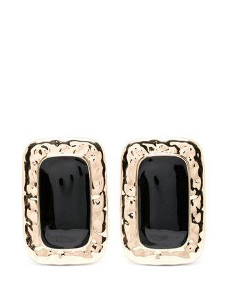Self Portrait Large Mottled Gold Black Earrings