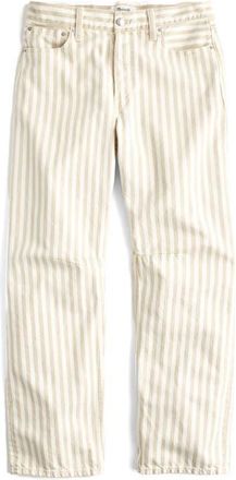 Madewell The Darted Airy Denim Barrel Leg Jeans in Khaki Sand Stripe at Nordstrom, Size 23