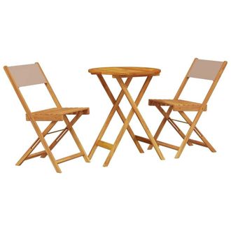 Berkfield Home 3 Piece Bistro Set Taupe Fabric & Solid Wood