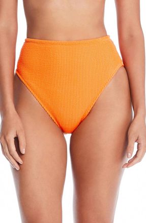 Bleu Rod Beattie Womens Pucker Up High Waist Bikini Bottom In Orange Crush