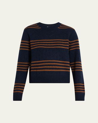 Kule SKN Striped Pointelle Cashmere Sweater