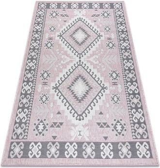 RugsX Rugsx - Carpet sisal sion aztec 3007 Flat woven pink / ecru pink 120x170 cm