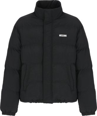 Moschino Black High Collar Drawstring Hem Short Padded Down Jacket