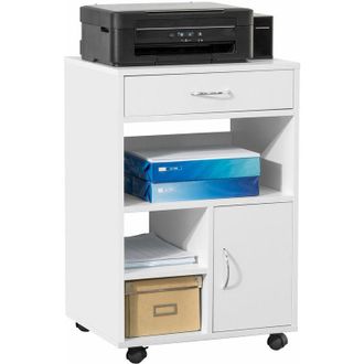 SoBuy Soporte Para Impresora Multifuncional Armario De Oficina Mesa Auxiliar Con Caj&oacute;n Y Puerta Blanco 50 X 75 X 40 Cm Fbt106-w Sobuy Es