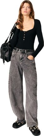 Maje Low-neck rib knit sweater in Black at Nordstrom, Size X-Small