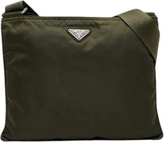 Prada Pre-owned Cross Body Bags, female, Green, Size: ONE SIZE Pre-owned Nylon Cross Body Bag