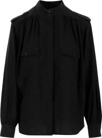 Chlo&eacute; Black Relaxed Pleated Shirt