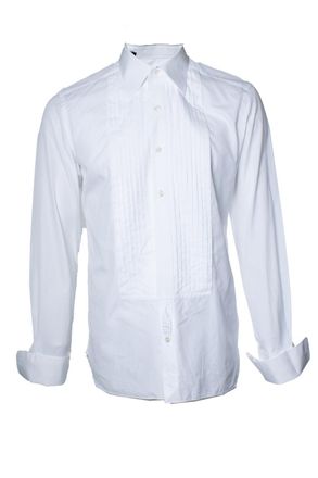 Tom Ford Tuxedo pleated shirt in white