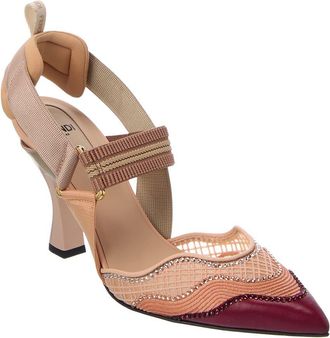 Fendi Fendi Iconic Colibri Mesh & Leather Slingback Pump