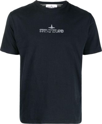 Stone Island logo-print cotton T-shirt - men - Cotton - S - Blue