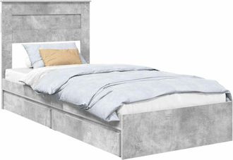 vidaXL Cama Con Almacenamiento Con Cabecera Gris Concreto 90 X 190 Cm Vidaxl