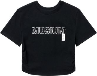 Musium Div. logo-appliqué cotton cropped T-shirt - women - Cotton - S - Black