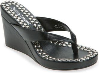 Jeffrey Campbell Liezel Platform Wedge Flip Flop in Black Silver at Nordstrom, Size 8.5