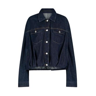 Dries Van Noten Jassen, Heren, Blauw, M, Denim, Denimjack met witte details