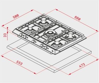 Teka Placa Gas Teka Ex70.1 5g Ai Al Dr Nat 5f C/wok 70cm Inox 40212240
