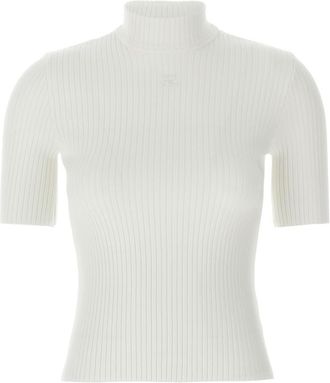 Courr&egrave;ges White Reedition Rib-knit Sweater