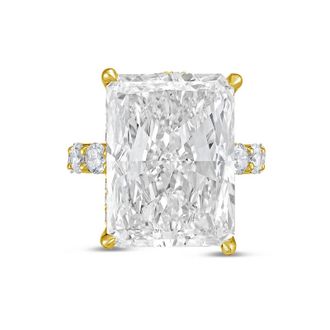 Diana M. Jewels 14kt yellow gold 4ct lab grown Radiant Diamond Ring with Pav&eacute; Round Band