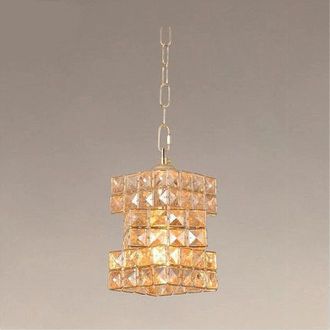 Trade Shop Trade Shop - Copy Of Lampadario Sospeso Cubo Cristalli Lampada Luce Led Attacco E27 Oro Quadrato 32309