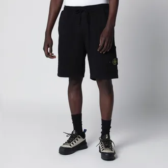 Stone Island Shorts jogger in felpa di cotone biologico neri