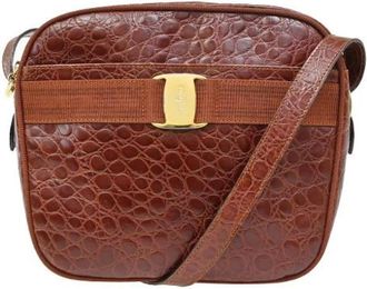 Ferragamo Pre-owned Cross Body Bags, female, Brown, Size: ONE SIZE Pre-owned Leather Shoulder Bag