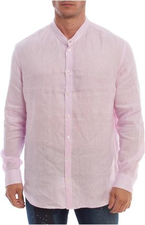 Emporio Armani Elegante Linnen Overhemd met Lange Mouwen - Heren - Casual Overhemden - Paars - XL - Linnen - Overhemden