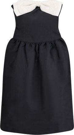 Self Portrait Taffeta Contrast Bow Midi Dress